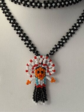 Native American Inspired Beaded Kachina Pendant Necklace